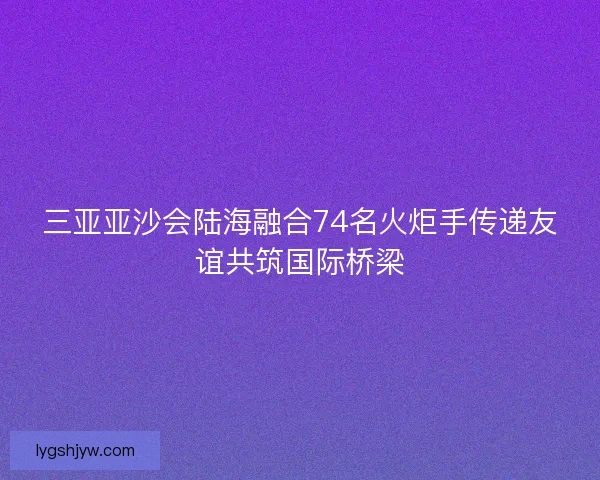 三亚亚沙会陆海融合74名火炬手传递友谊共筑国际桥梁 三亚亚沙会陆海融合74名火炬手传递友谊共筑国际桥梁