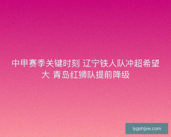 中甲赛季关键时刻 辽宁铁人队冲超希望大 青岛红狮队提前降级